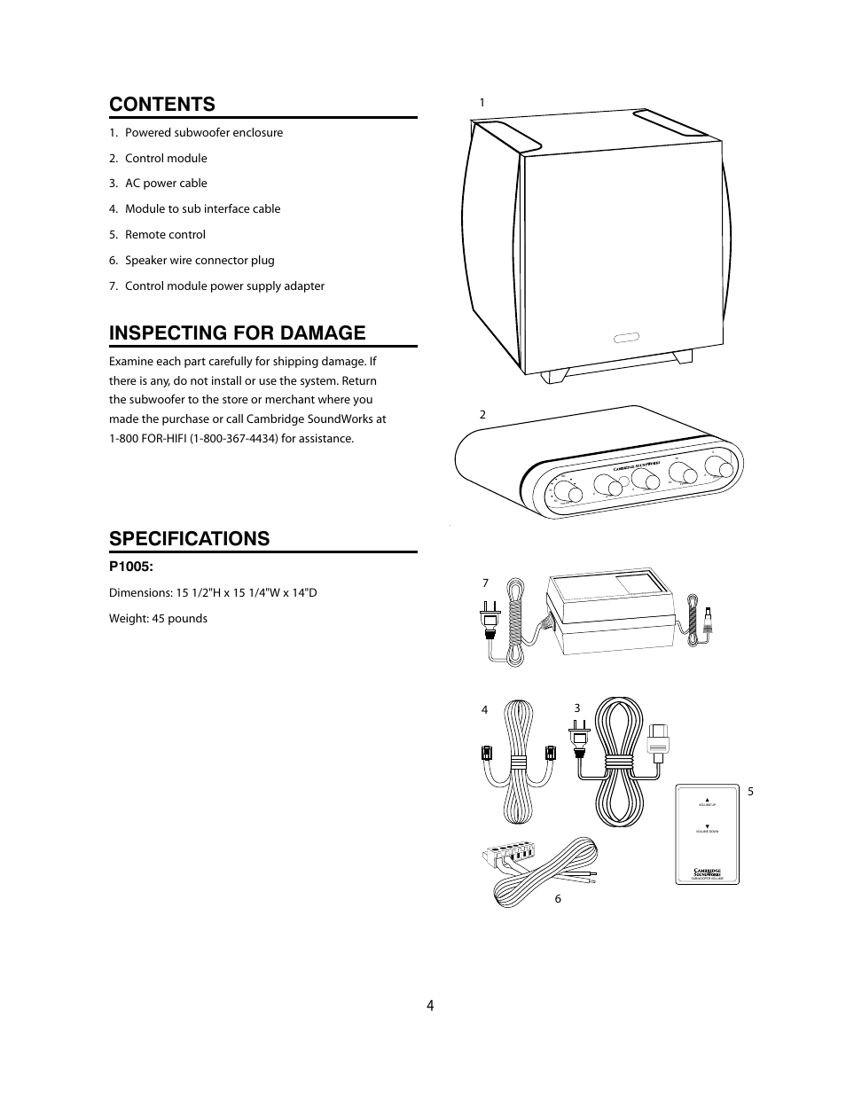 Cambridge SoundWorks P1005 1000 Watt Powered Subwoofer User Manual | Page 4 / 16