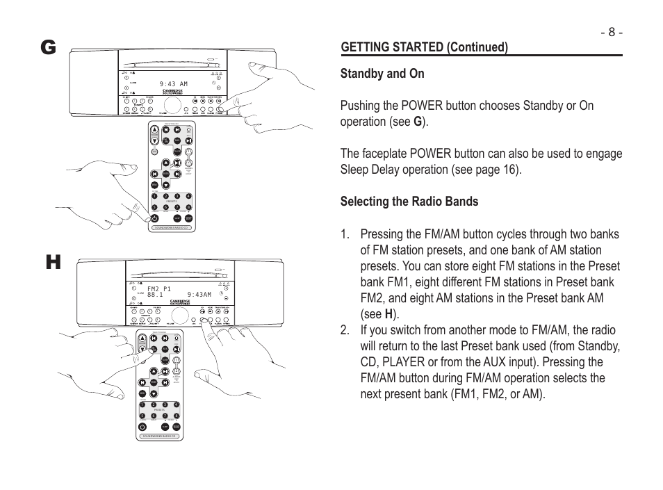 Cd in, Tap to set press & hold to adjust cd time | Cambridge SoundWorks Soundworks Radio 745 User Manual | Page 11 / 40
