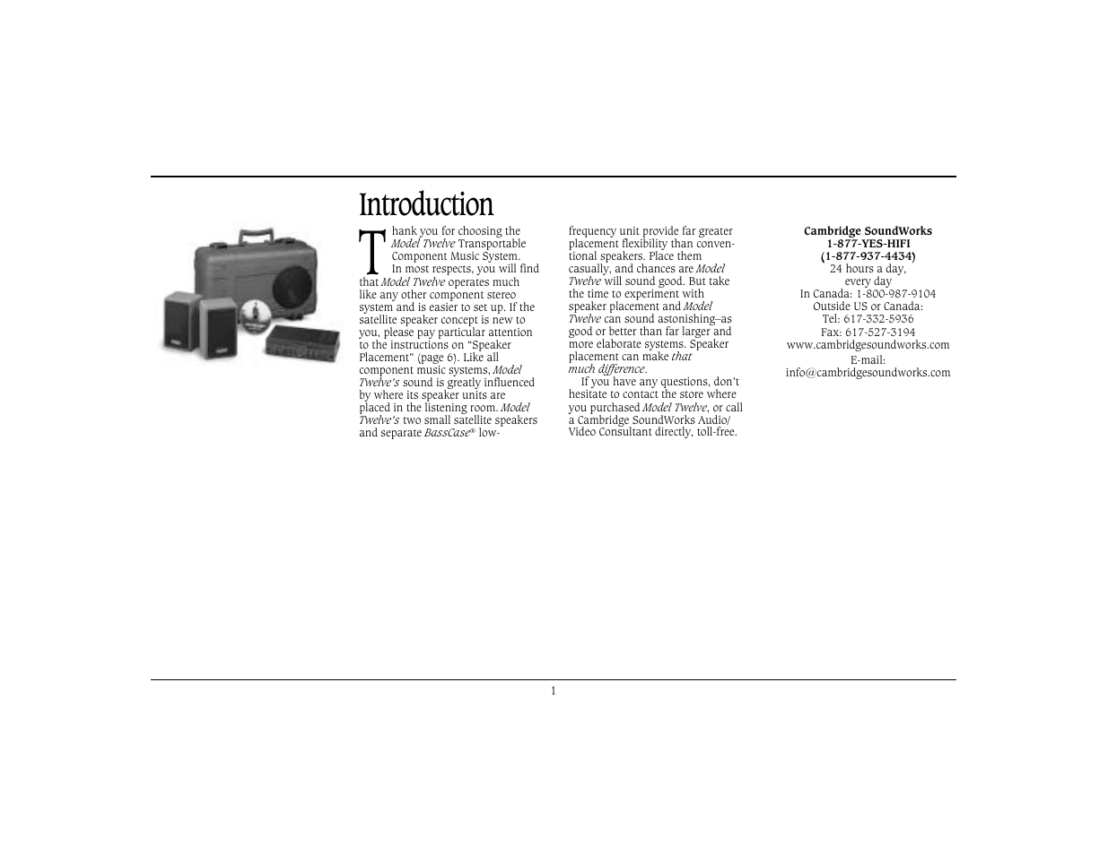 Introduction | Cambridge SoundWorks The Model Twelve Transportable Componenet Music System by Henry Kloss User Manual | Page 4 / 11