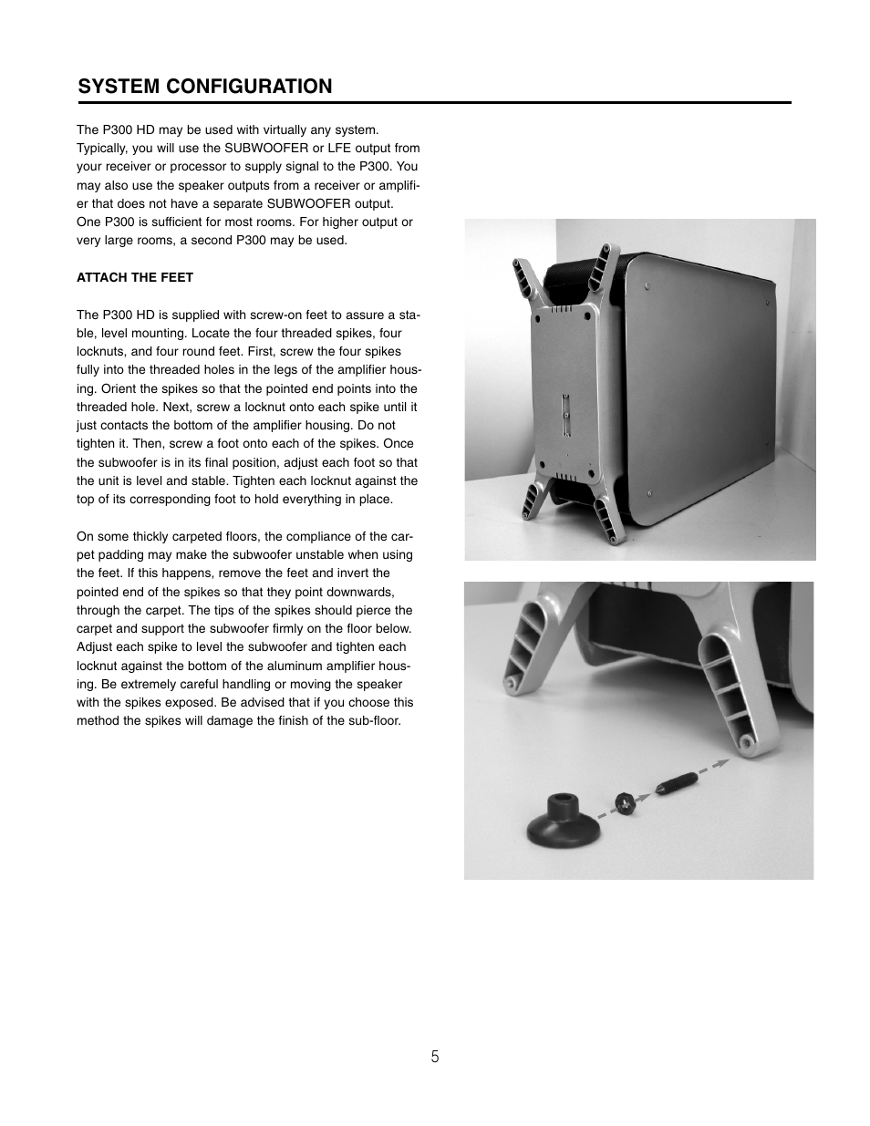 System configuration | Cambridge SoundWorks HD P300HD High Definition Powered Subwoofer User Manual | Page 5 / 12