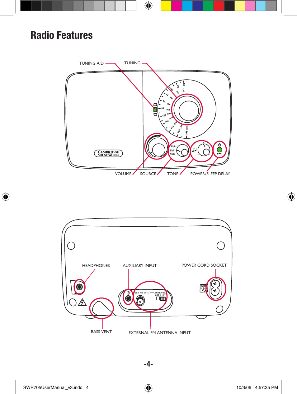 Radio features | Cambridge SoundWorks SoundWorks 705 User Manual | Page 4 / 8