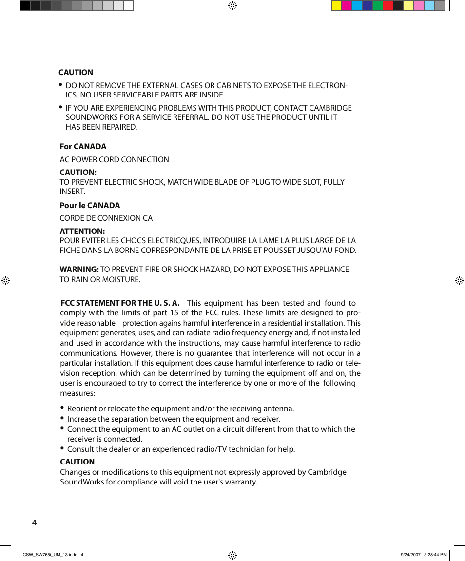 Cambridge SoundWorks SoundWorks 765i User Manual | Page 4 / 32