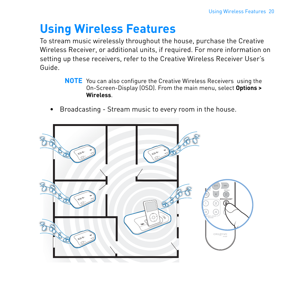 Using wireless features | Cambridge SoundWorks MovieWorks HD User Manual | Page 21 / 36