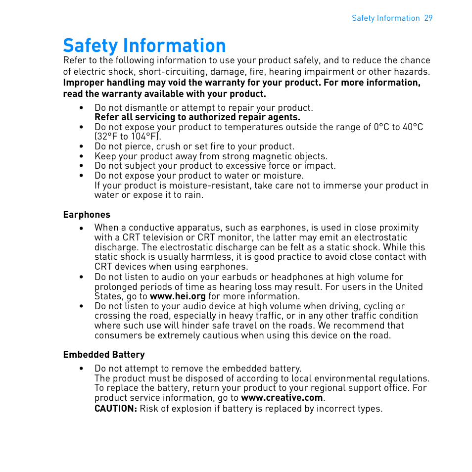 Safety information | Cambridge SoundWorks MovieWorks HD User Manual | Page 30 / 36