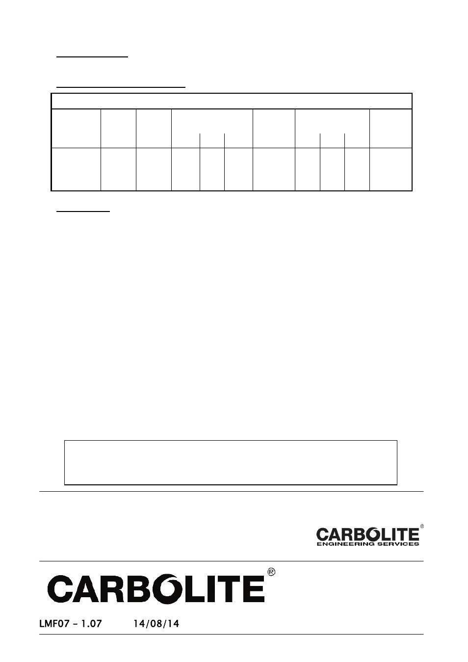 Specifications | Carbolite AX120 User Manual | Page 12 / 12