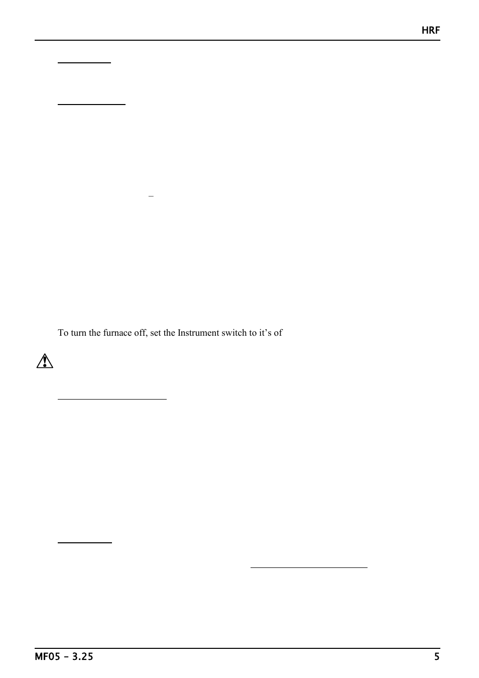 Operation | Carbolite HRF (MF05) User Manual | Page 5 / 16
