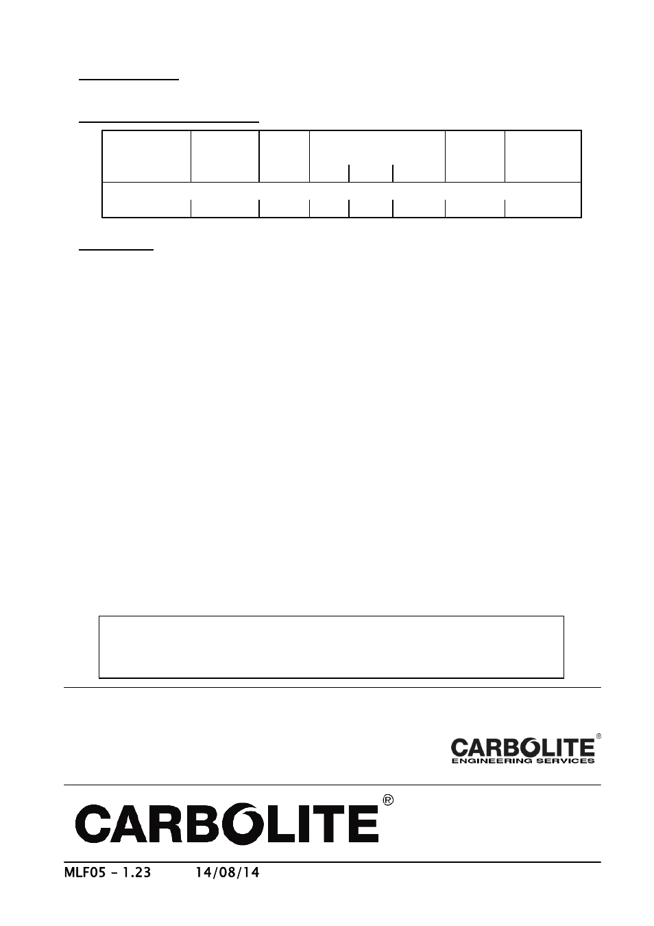 Specifications | Carbolite HRF 7/45 User Manual | Page 12 / 12