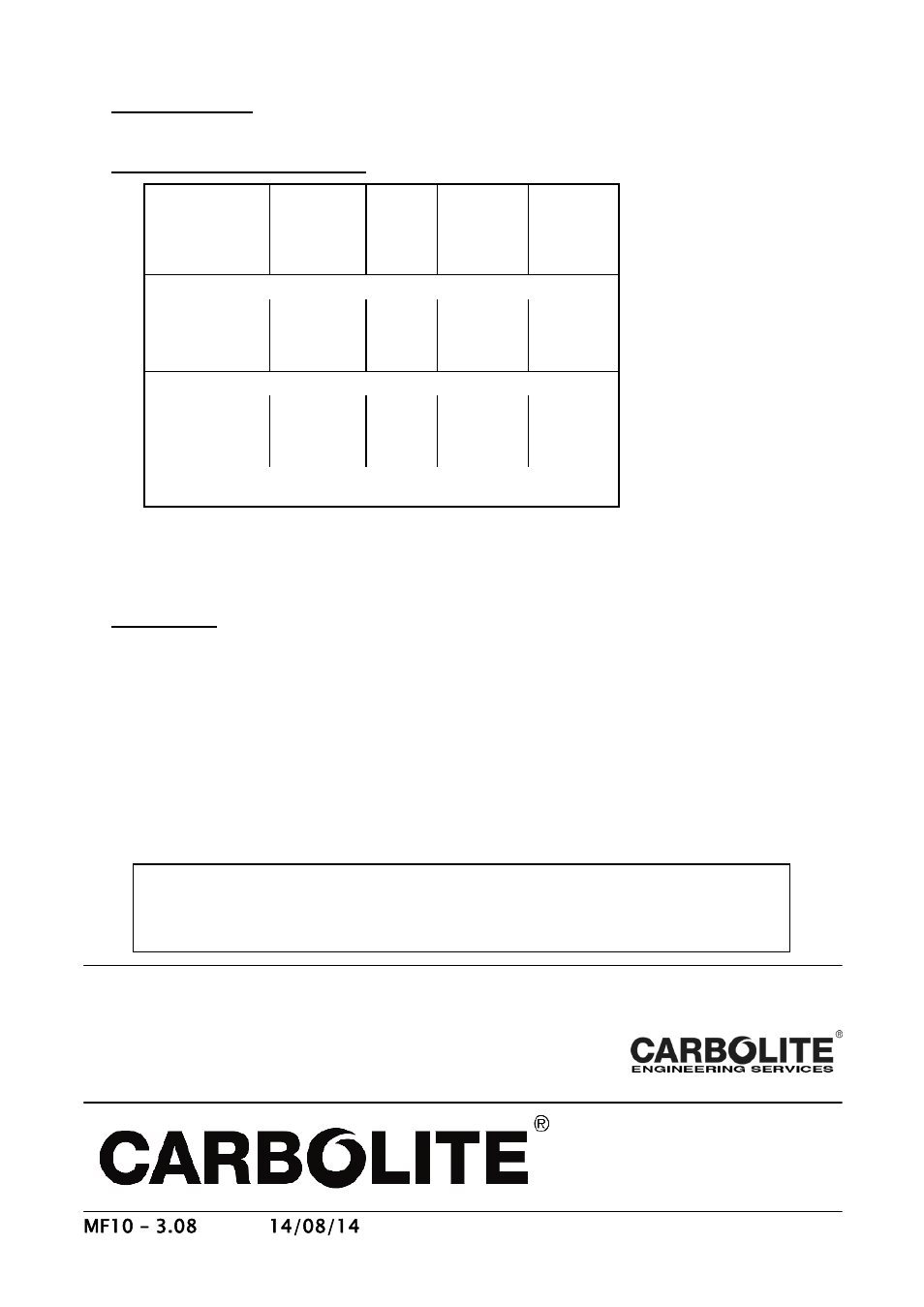 Specifications | Carbolite CFM Series User Manual | Page 16 / 16