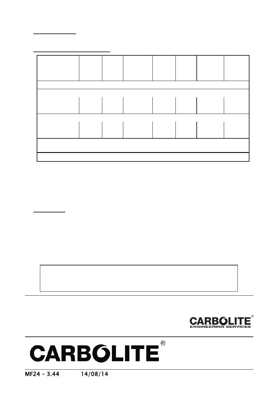 Specifications | Carbolite TVS Series User Manual | Page 16 / 16