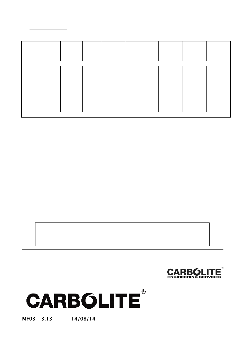 Specifications | Carbolite CTF Series User Manual | Page 16 / 16