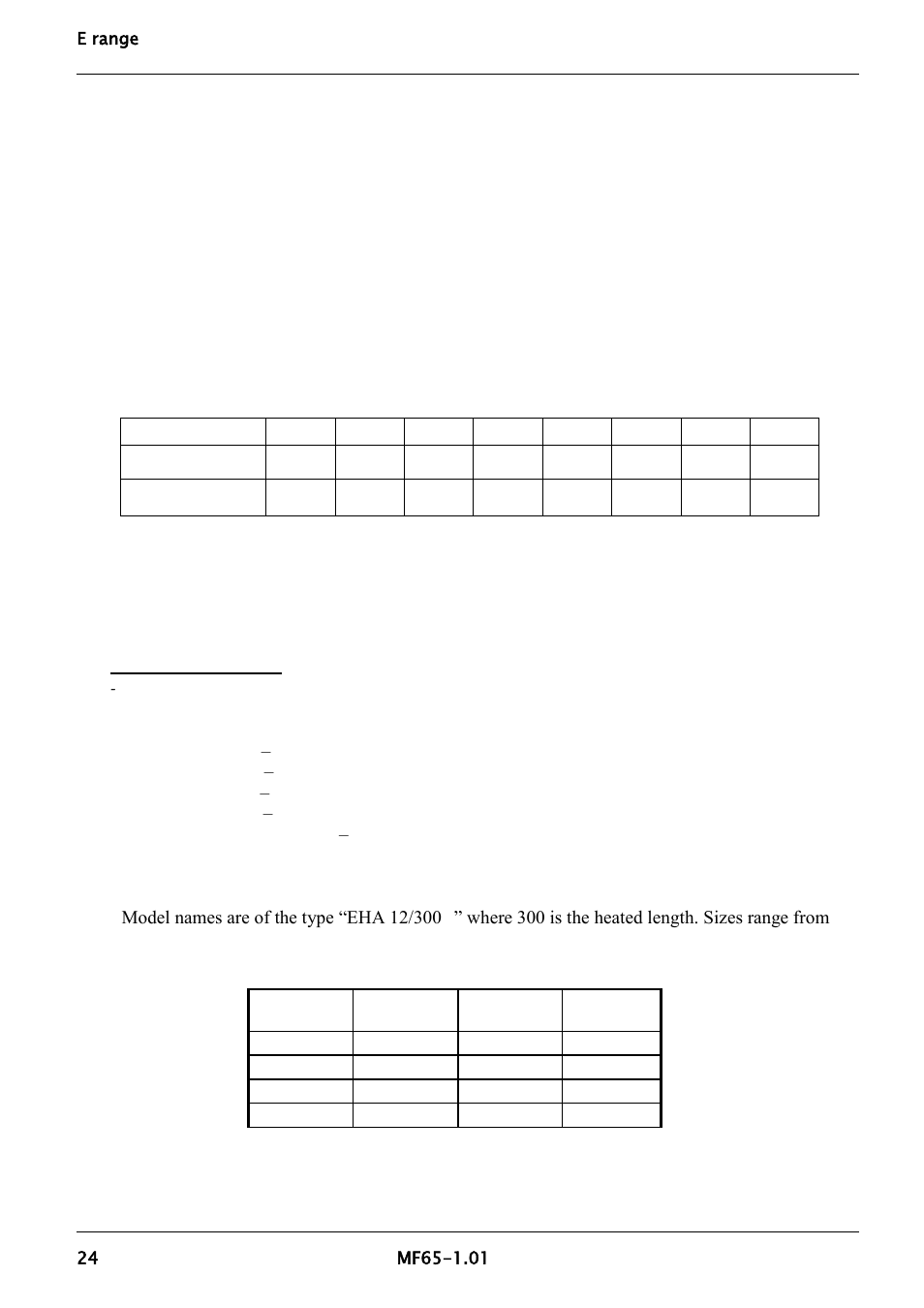 Specifications, Table 9-1, On 8.3 | On 9.1, 9 specifications | Carbolite EZS Series User Manual | Page 24 / 28