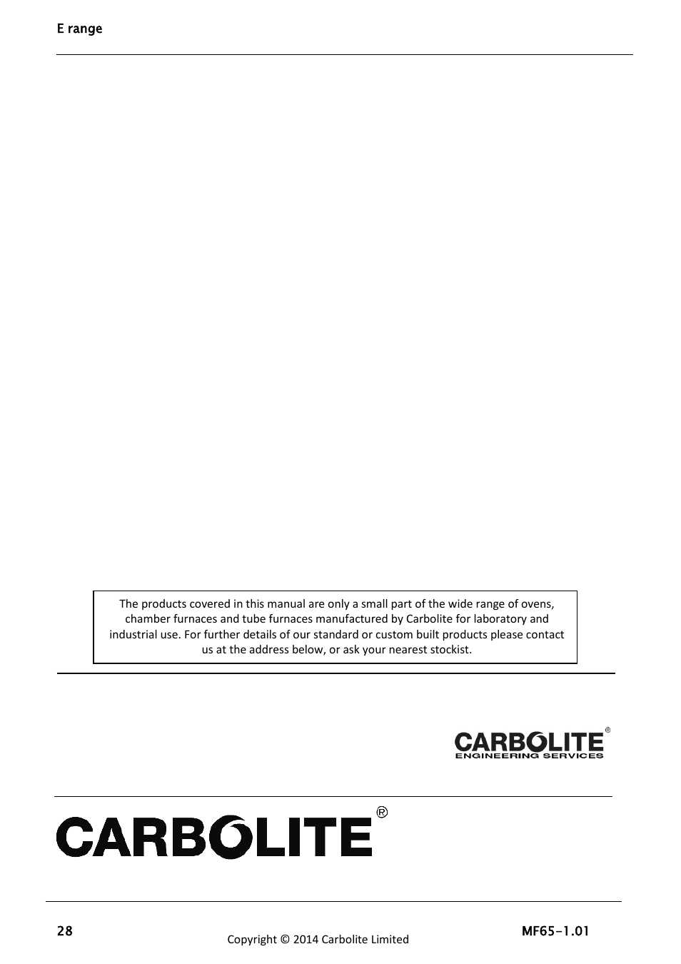 Carbolite engineering services | Carbolite EZS Series User Manual | Page 28 / 28