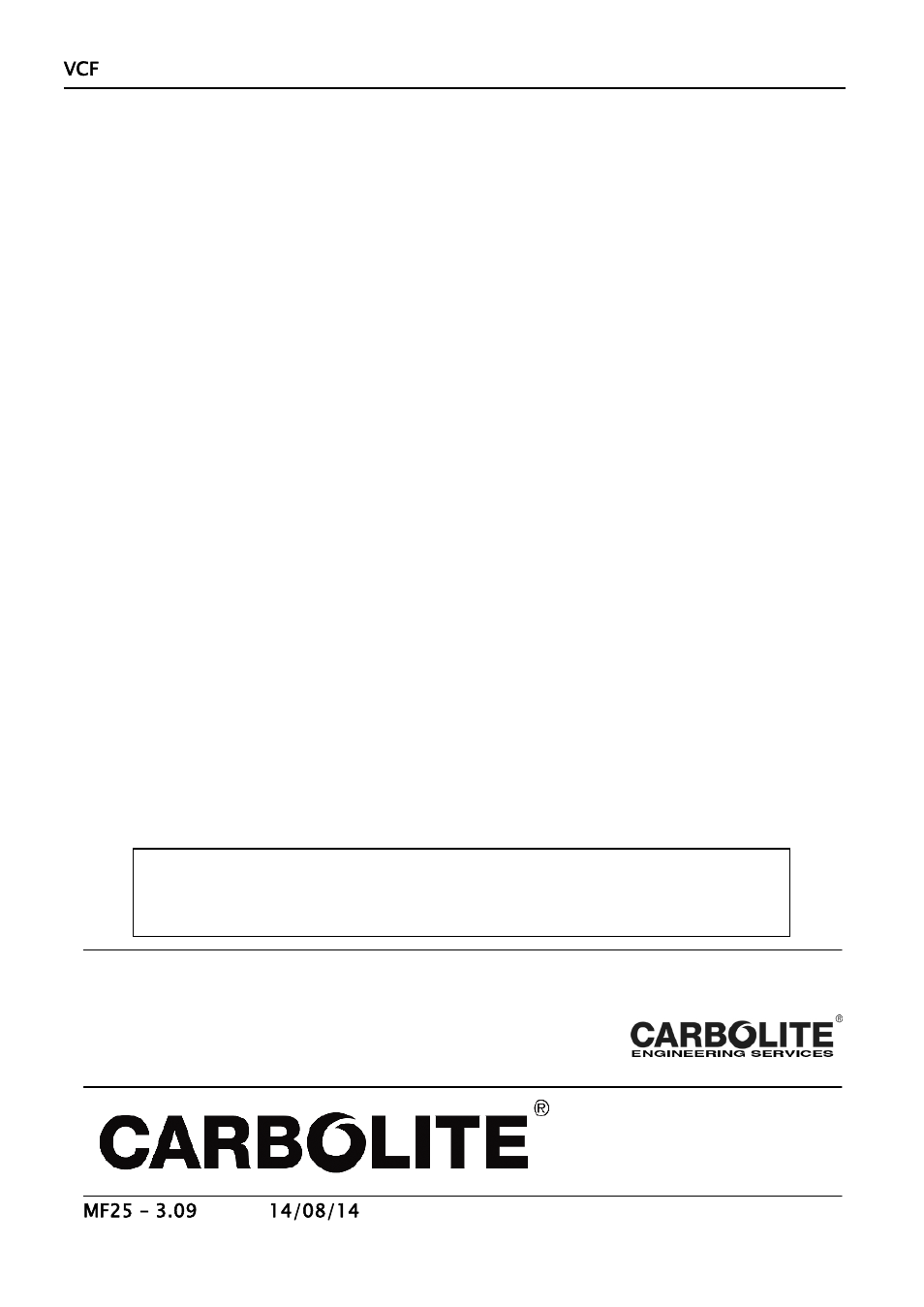 Carbolite VCF Series User Manual | Page 16 / 16