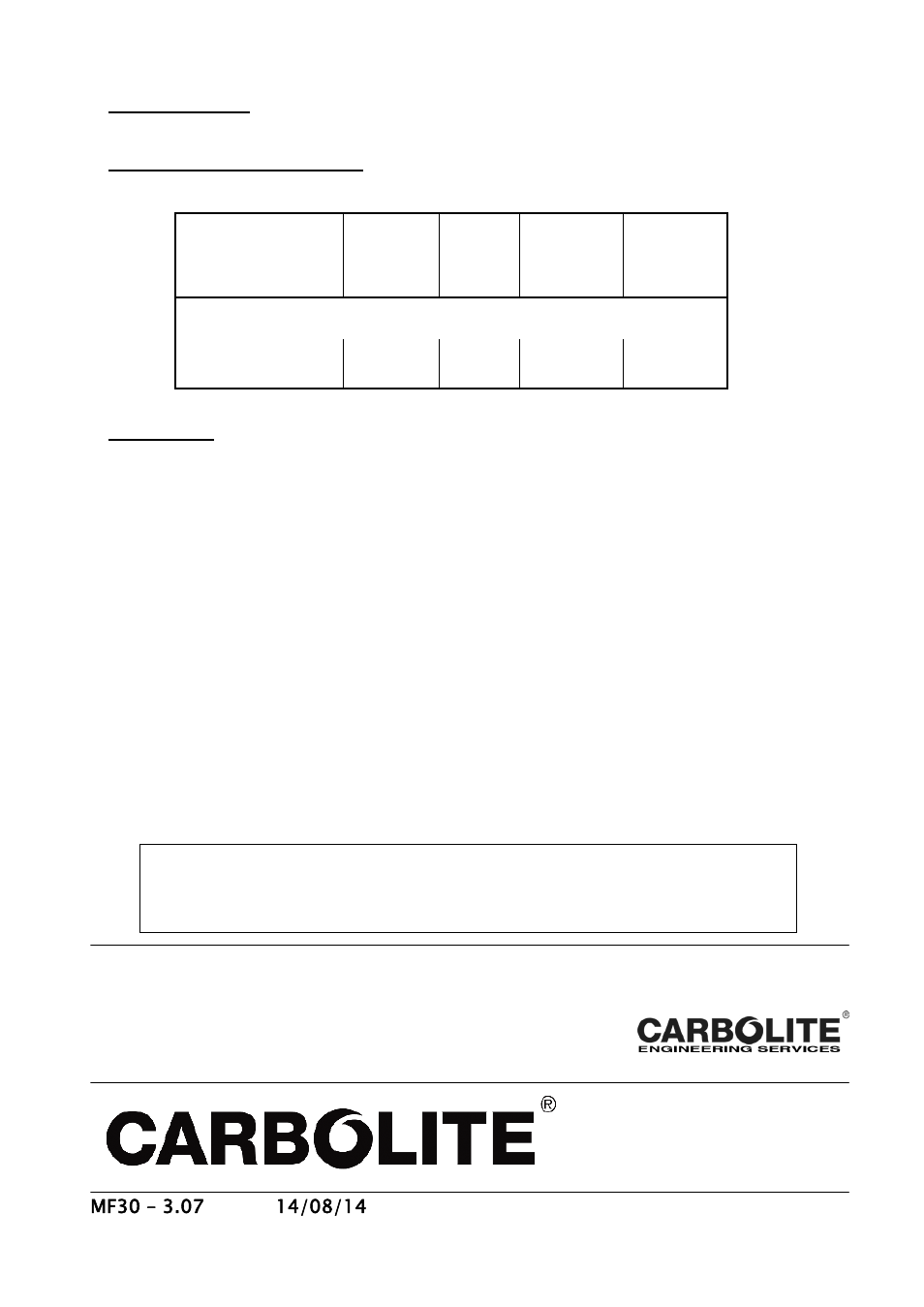 Specifications | Carbolite HTR 11/150 User Manual | Page 16 / 16