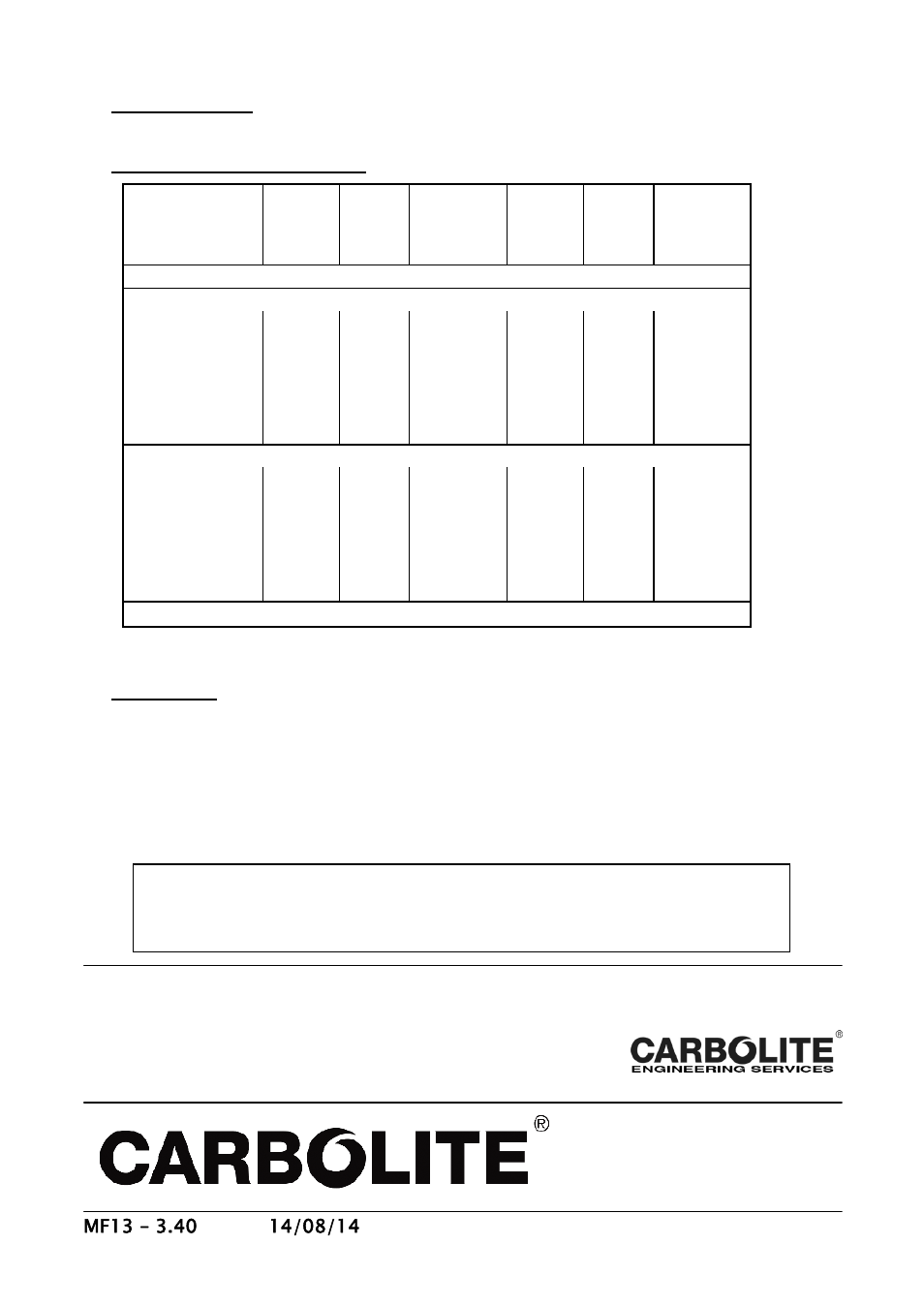 Specifications | Carbolite VST Series User Manual | Page 16 / 16