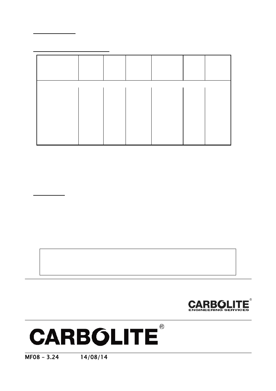 Specifications | Carbolite TZF Series User Manual | Page 20 / 20