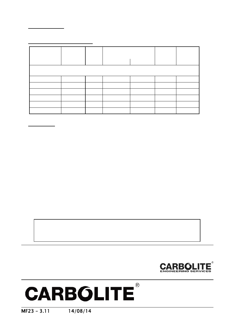 Specifications | Carbolite BLF 18/21 User Manual | Page 16 / 16