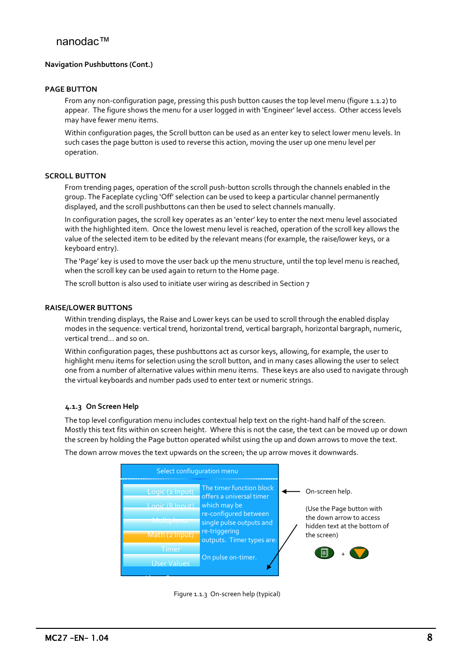 On screen help, Nanodac | Carbolite nanodac User Manual | Page 10 / 122