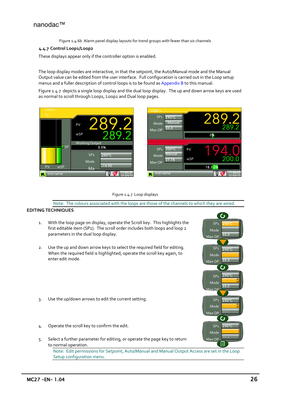 Control loop1/loop2, Nanodac | Carbolite nanodac User Manual | Page 28 / 122