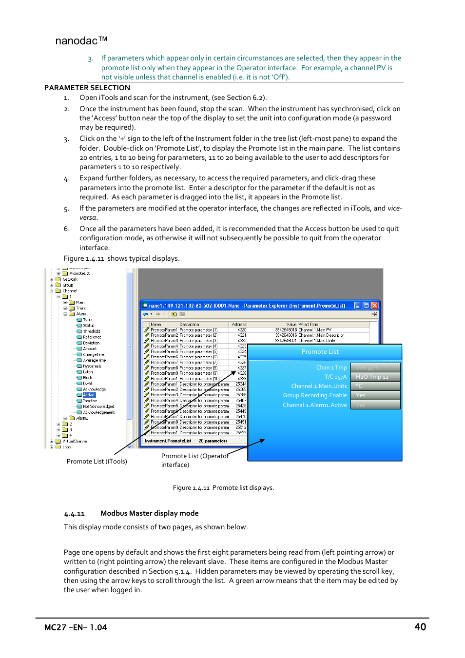 Modbus master display mode, Nanodac | Carbolite nanodac User Manual | Page 42 / 122