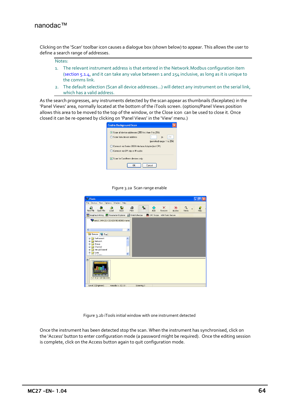 Scanning for instruments, Nanodac, 64 6.2 scanning for instruments | Carbolite nanodac User Manual | Page 66 / 122