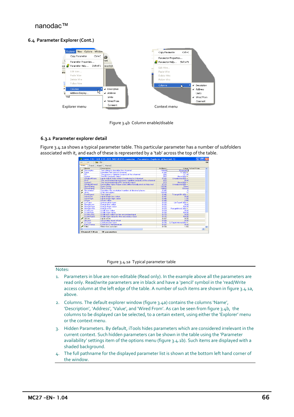 Parameter explorer detail, Nanodac | Carbolite nanodac User Manual | Page 68 / 122