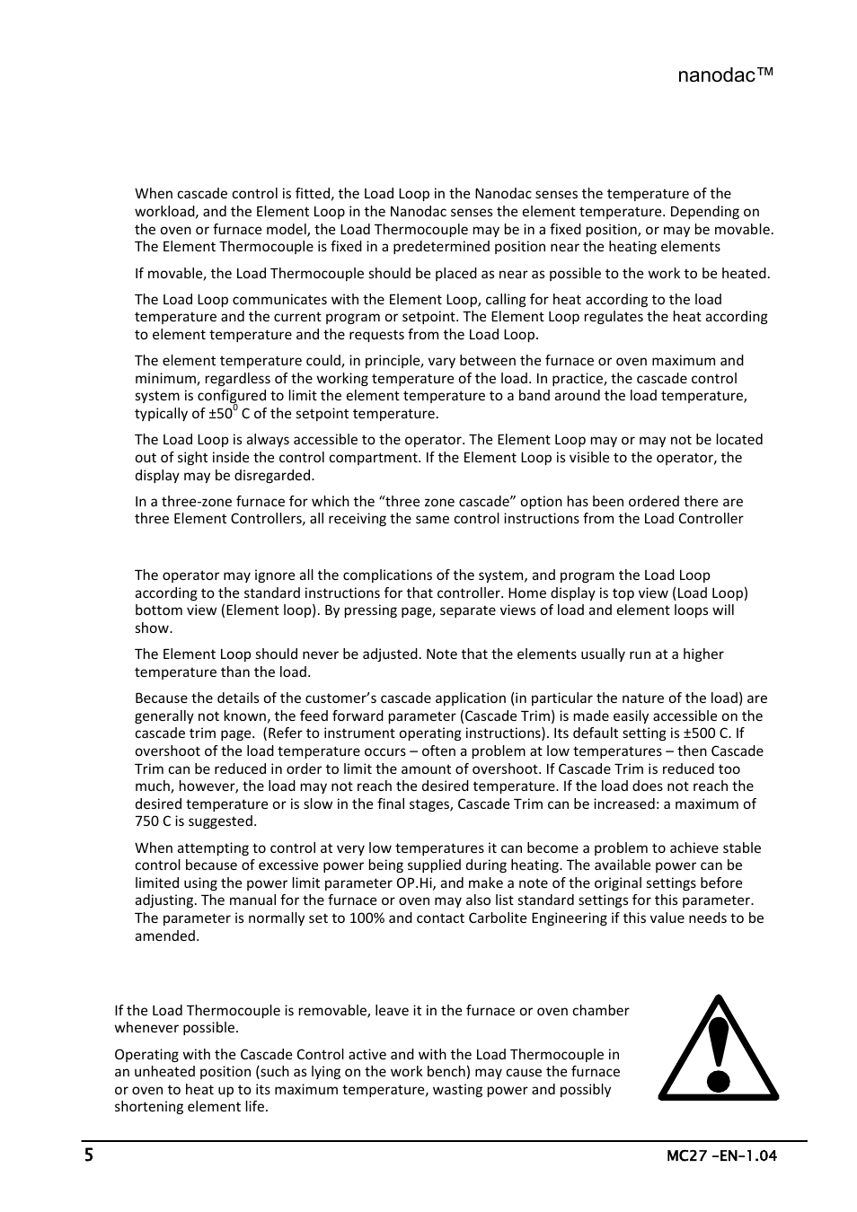 Cascade, Nanodac | Carbolite nanodac User Manual | Page 7 / 122