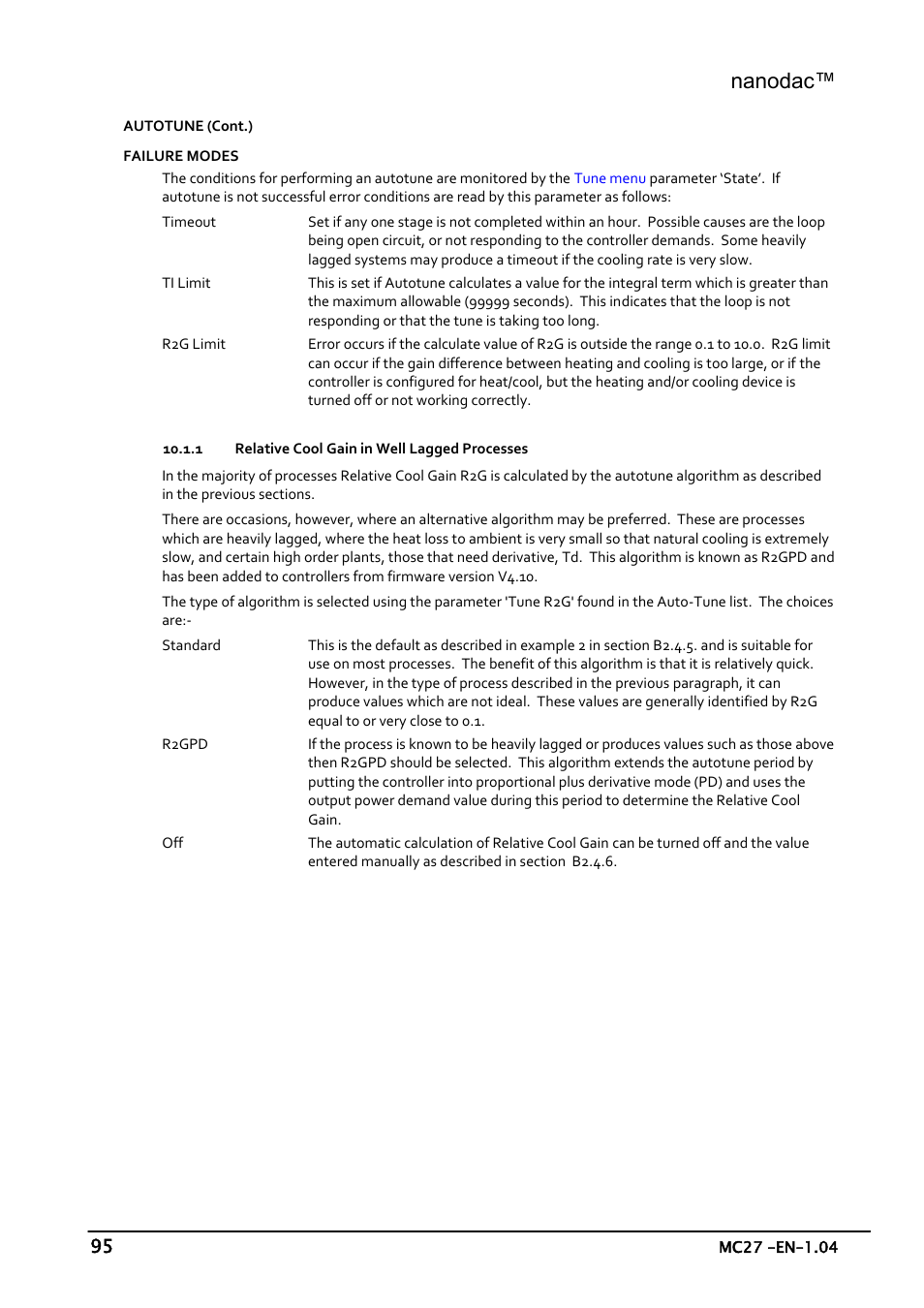Relative cool gain in well lagged processes, Nanodac | Carbolite nanodac User Manual | Page 97 / 122