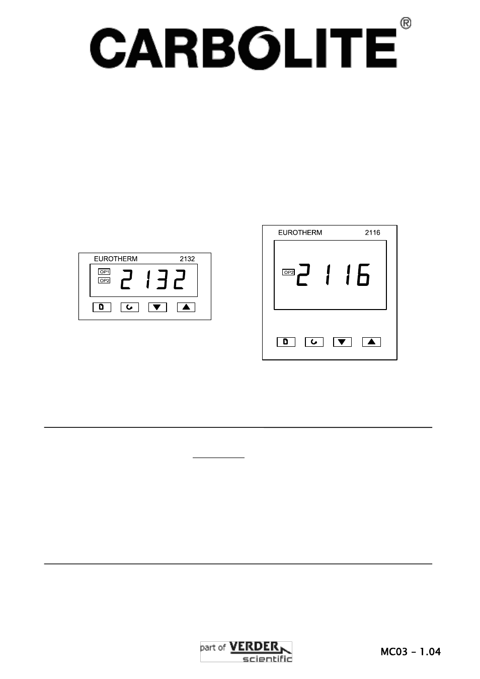 Carbolite 2116 used for over temperature protection User Manual | 4 pages