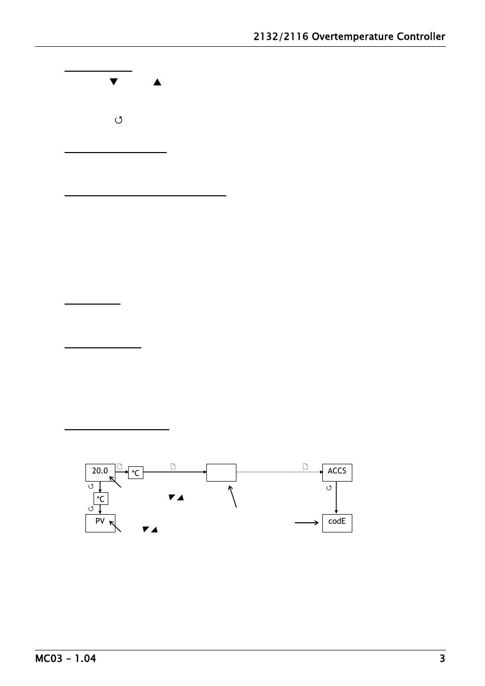 Audible alarm, Navigation diagram | Carbolite 2116 used for over temperature protection User Manual | Page 3 / 4