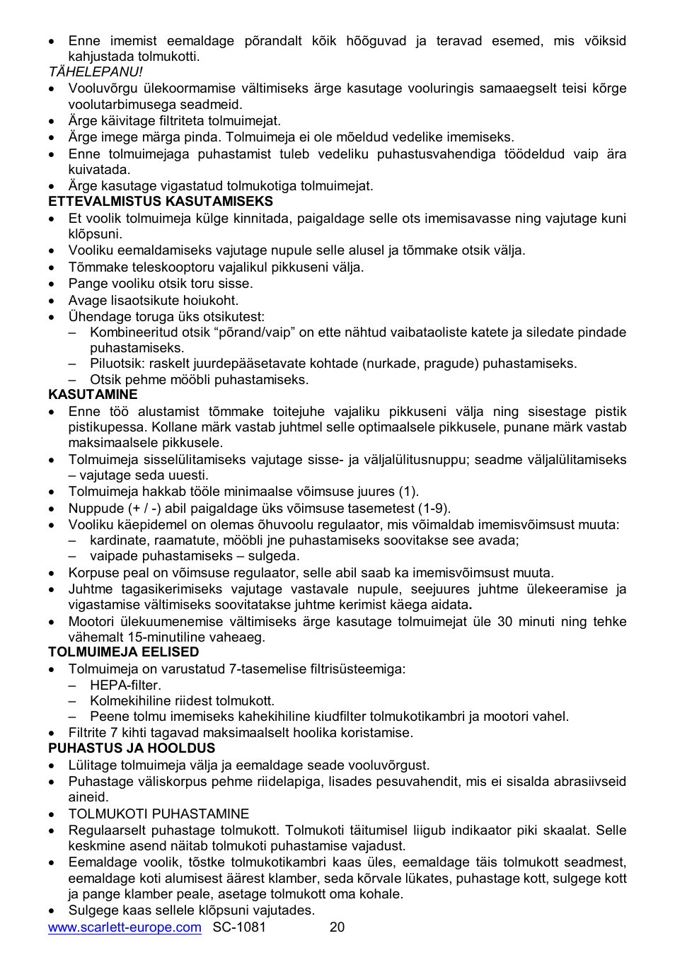 Scarlett SC-1081 User Manual | Page 20 / 28