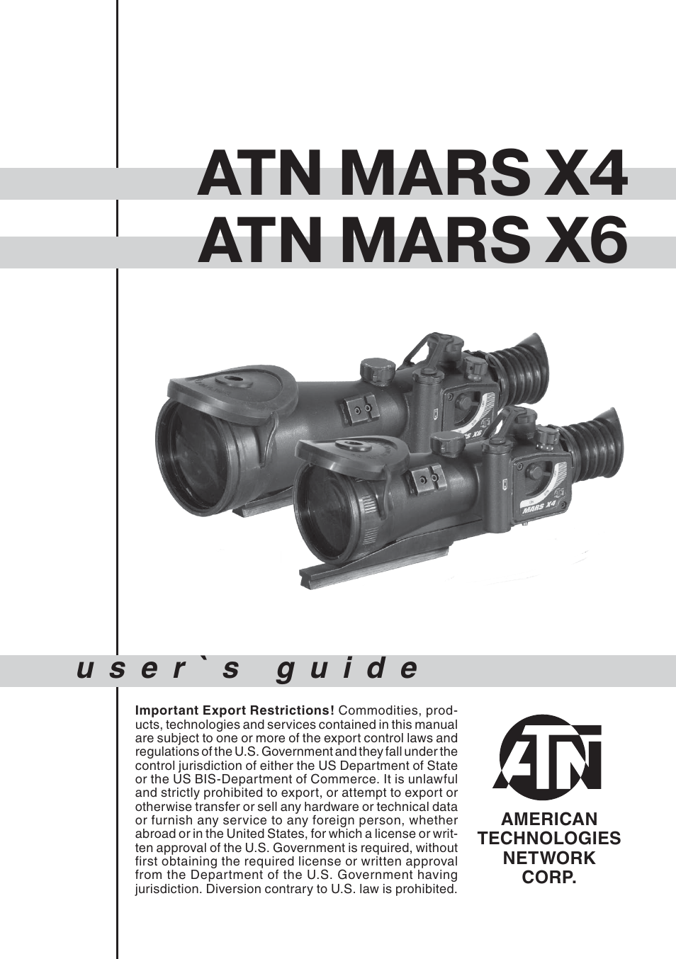 ATN MArs x4 User Manual | 8 pages