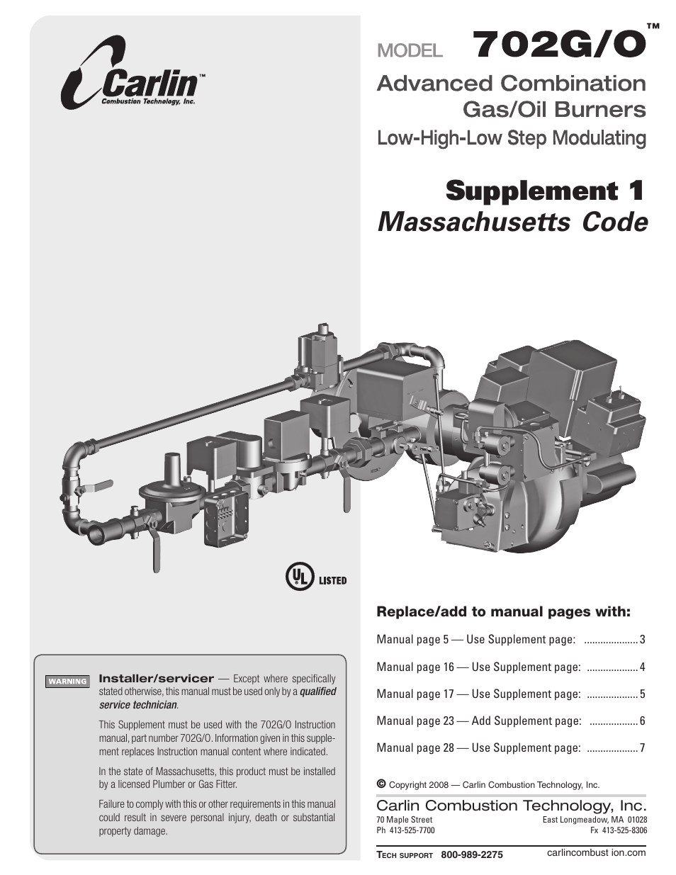 Carlin 702G/O Mass Code Supp. User Manual | 8 pages