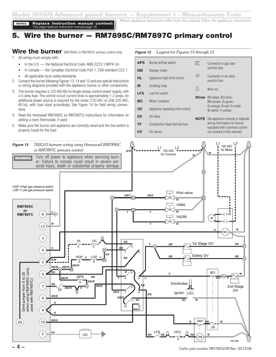 Wire the burner | Carlin 702G/O Mass Code Supp. User Manual | Page 4 / 8