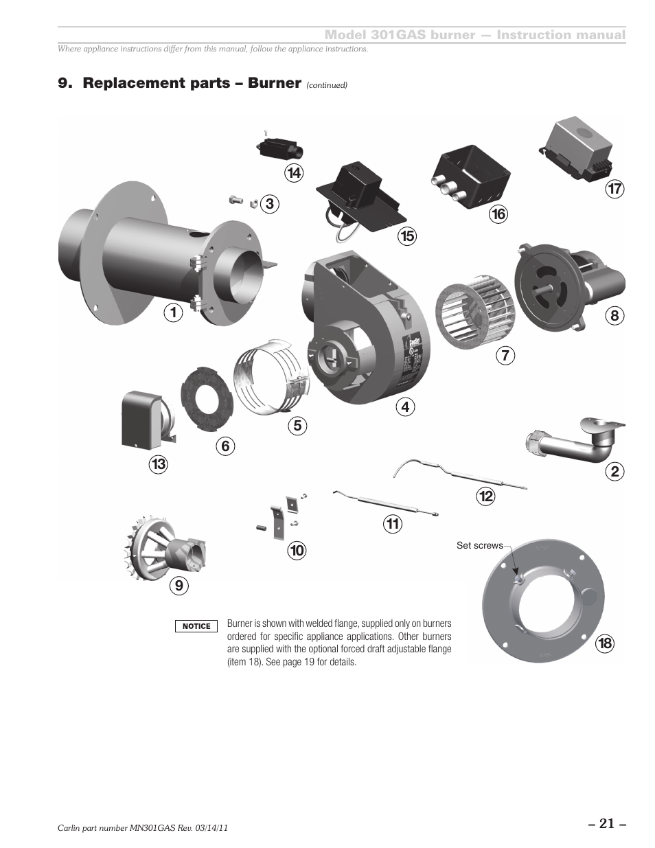 Carlin 301GAS Inst Manual User Manual | Page 21 / 24