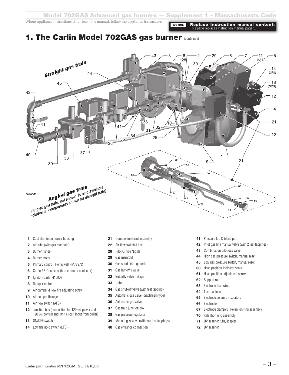 The carlin model 702gas gas burner | Carlin 702GAS Supp. User Manual | Page 3 / 8