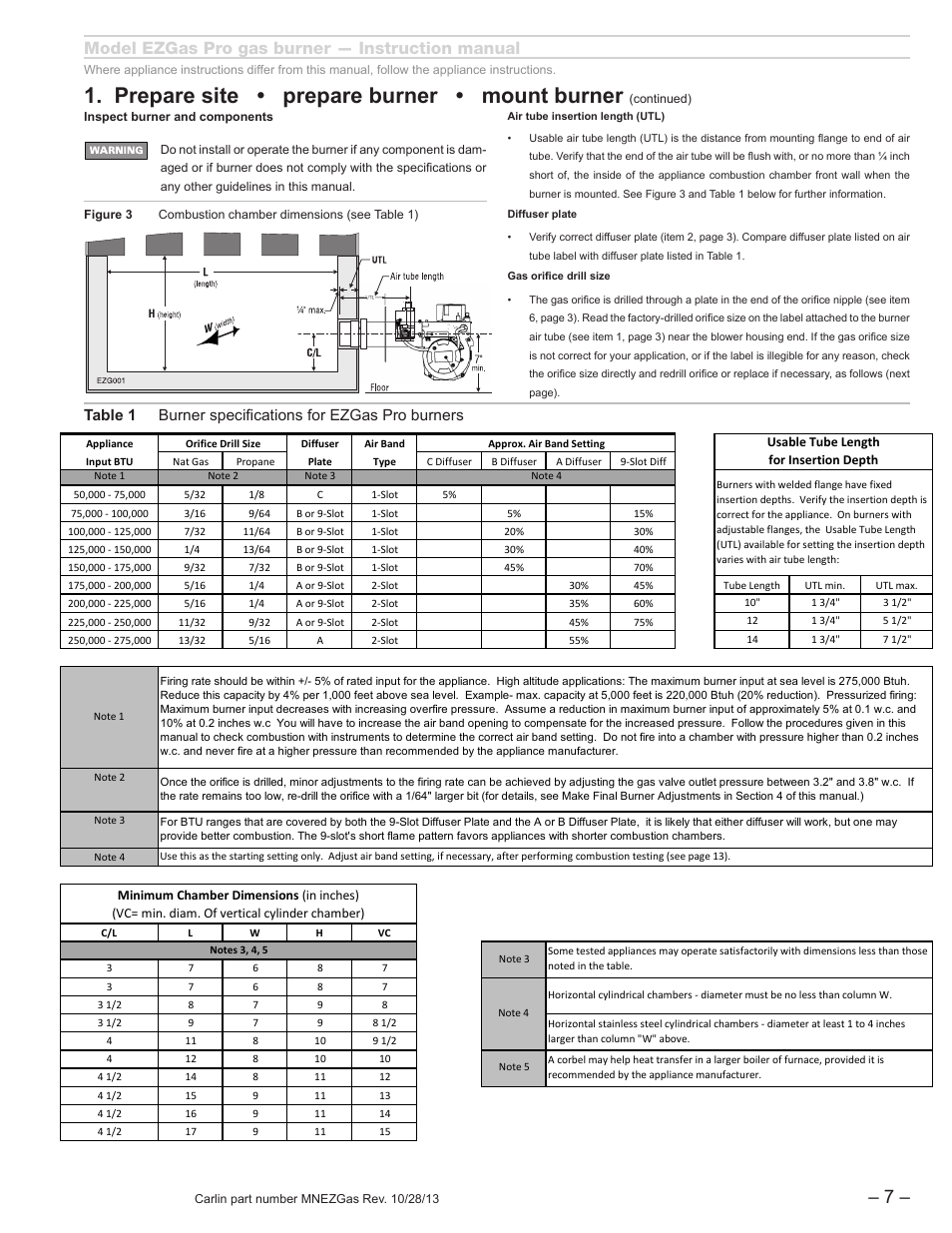 Prepare site • prepare burner • mount burner, Model ezgas pro gas burner — instruction manual | Carlin EZGasPro User Manual | Page 7 / 24