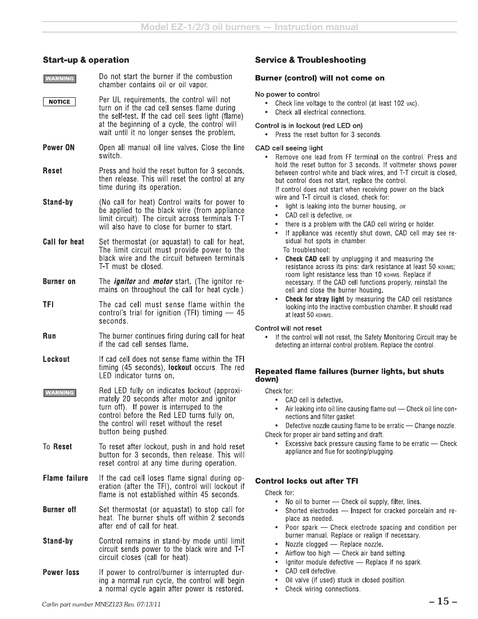 Carlin EZ-1/2/3 User Manual | Page 15 / 28