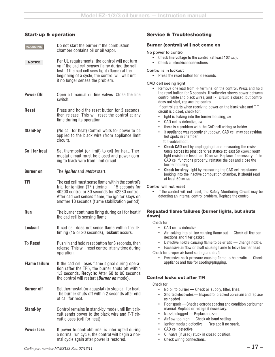 Carlin EZ-1/2/3 User Manual | Page 17 / 28