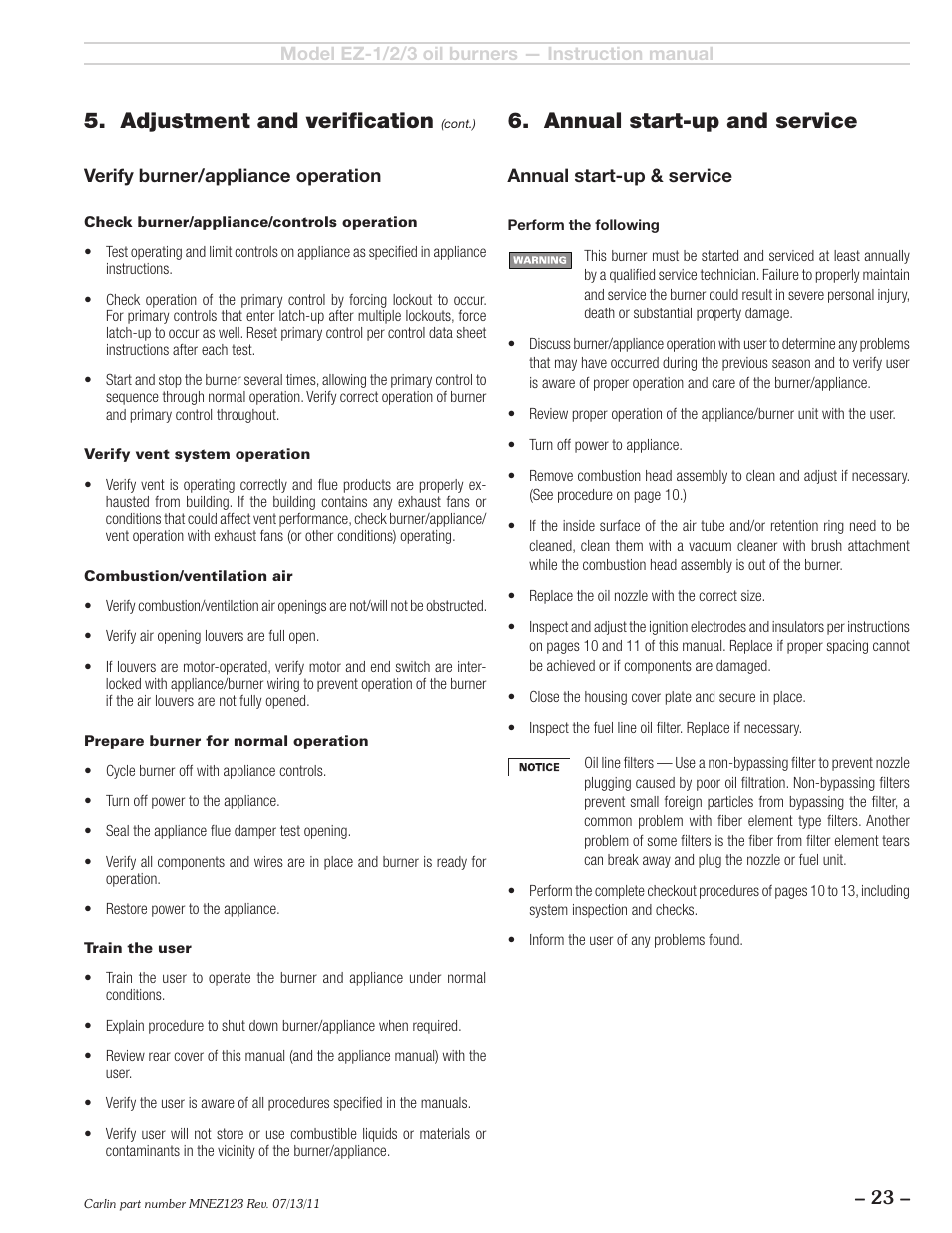 Carlin EZ-1/2/3 User Manual | Page 23 / 28