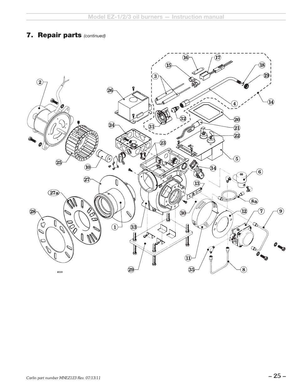 Repair parts | Carlin EZ-1/2/3 User Manual | Page 25 / 28