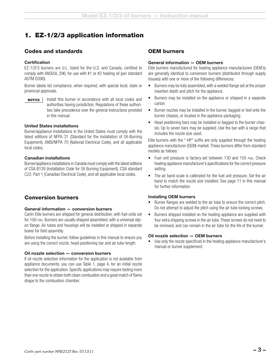 Ez-1/2/3 application information | Carlin EZ-1/2/3 User Manual | Page 3 / 28