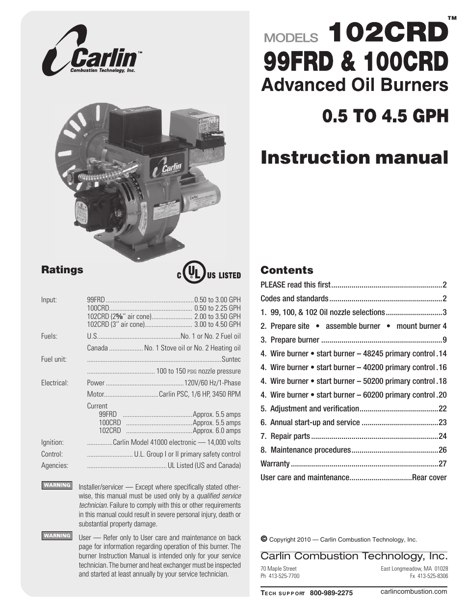Carlin 102CRD-99FRD-100CRD User Manual | 28 pages