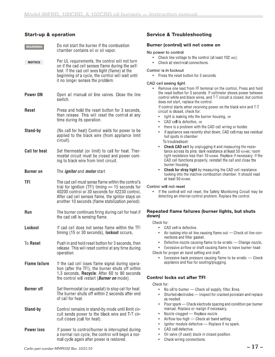 Carlin 102CRD-99FRD-100CRD User Manual | Page 17 / 28