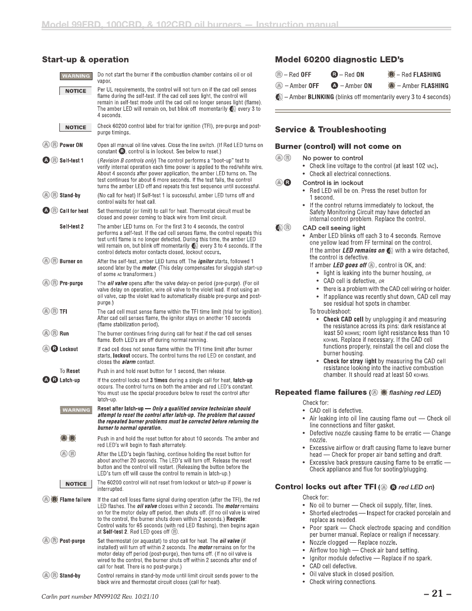 Carlin 102CRD-99FRD-100CRD User Manual | Page 21 / 28