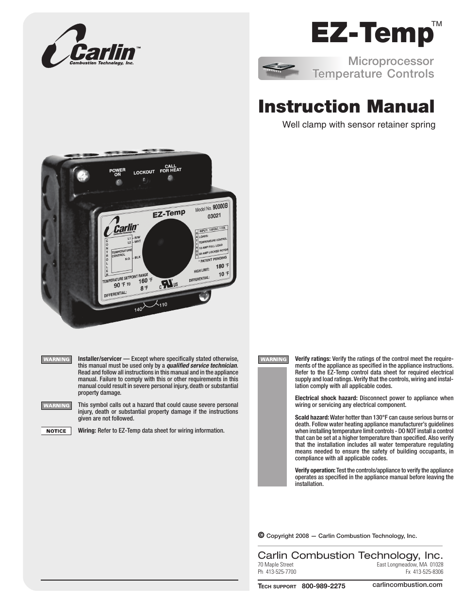 Carlin EZ-Temp User Manual | 2 pages