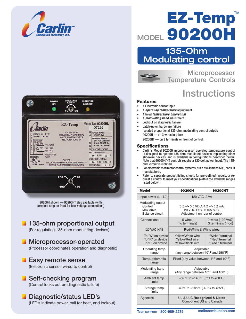 Carlin EZ-Temp 90200HM User Manual | 4 pages