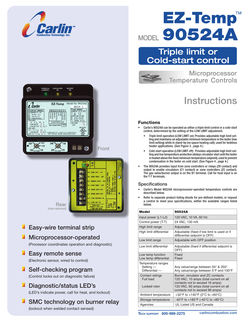 Carlin EZ-Temp 90524A User Manual | 8 pages