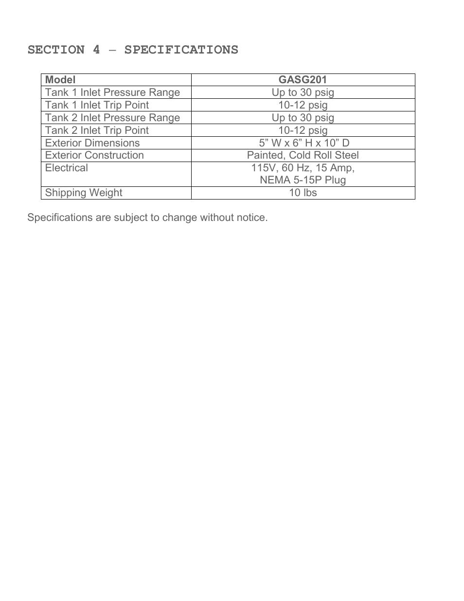 Caron GASG201 User Manual | Page 12 / 13