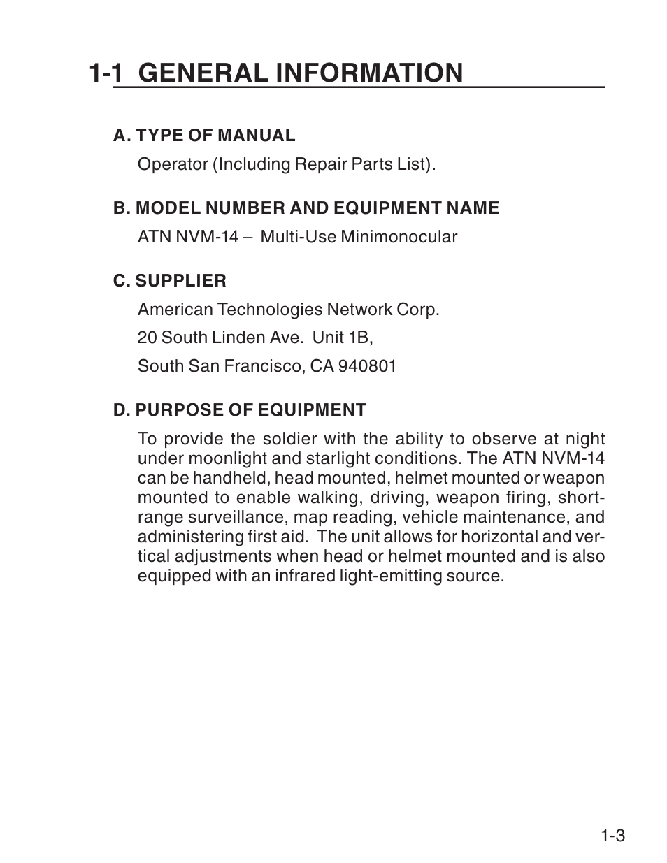 1 general information | ATN NVM14 User Manual | Page 13 / 62